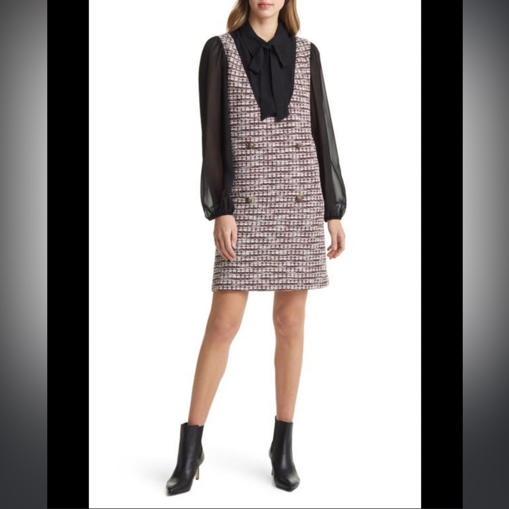 Julia Jordan long sleeve tweed minidress